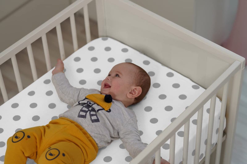 BaeBae Goods Premium Crib Sheets for Baby Boys and Girls, 3 Pack, Soft and Breathable Jersey Cotton Fitted Sheet Set, Grey and White, Cute Gender Neutral Nursery Mattress Bedding, Universal Fit - Image 5